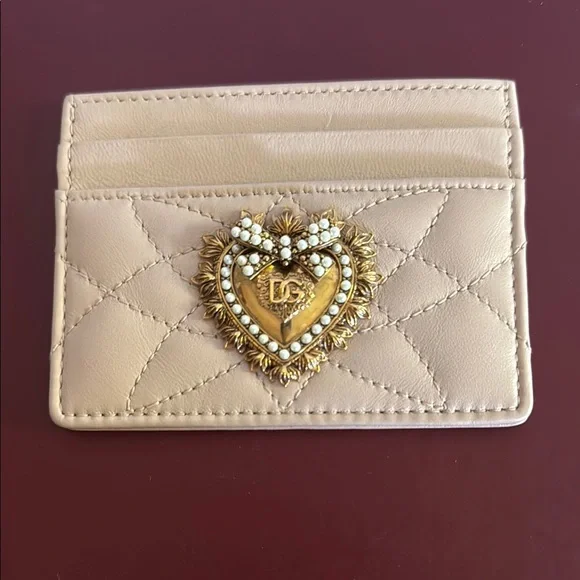 Dolce & Gabbana Blush Card Holder with Gold Embellishment - Picture 2 of 3